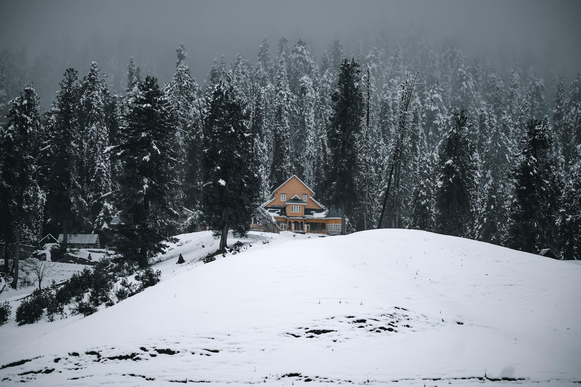 Gulmarg snow-covered meadows and ski resort in Kashmir